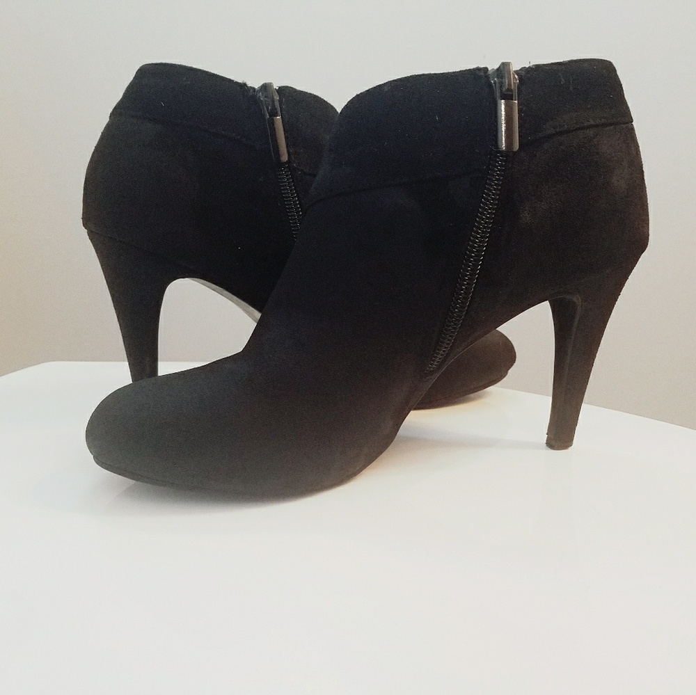 Black ankle high heel boots